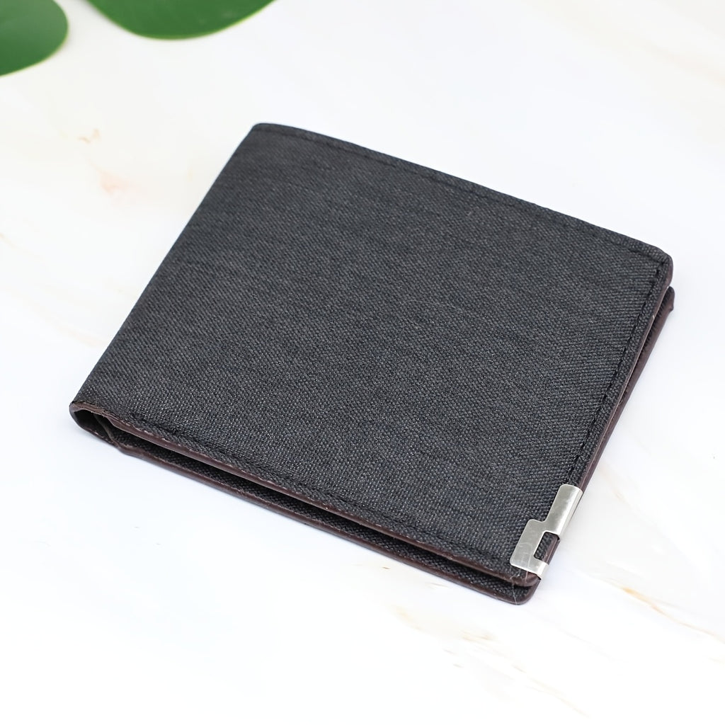 Portefeuille homme extra plat en toile, fenêtre photo, 1 cm