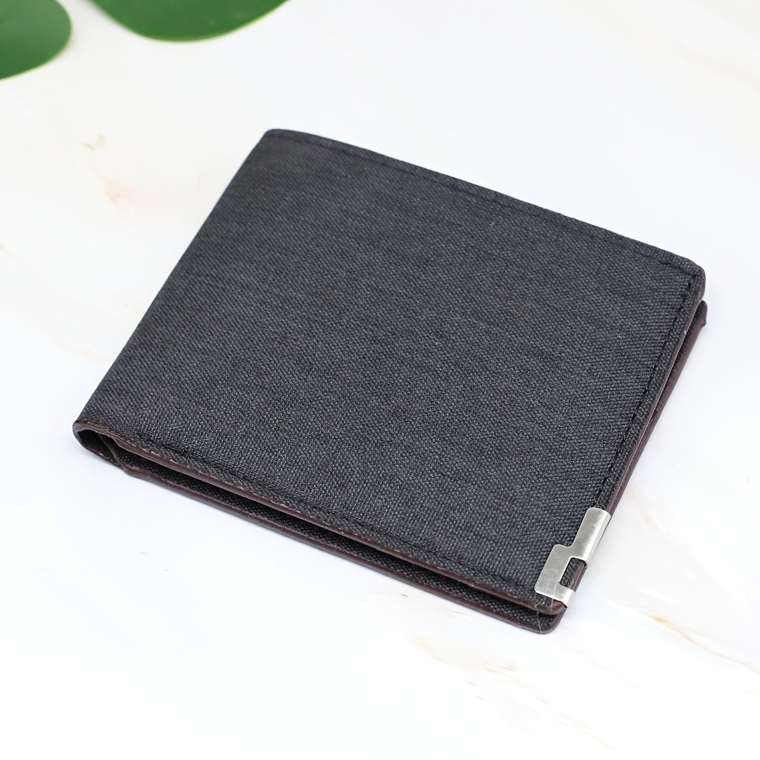 Portefeuille homme extra plat en toile, fenêtre photo, 1 cm