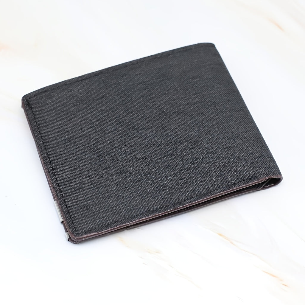 Portefeuille homme extra plat en toile, fenêtre photo, 1 cm