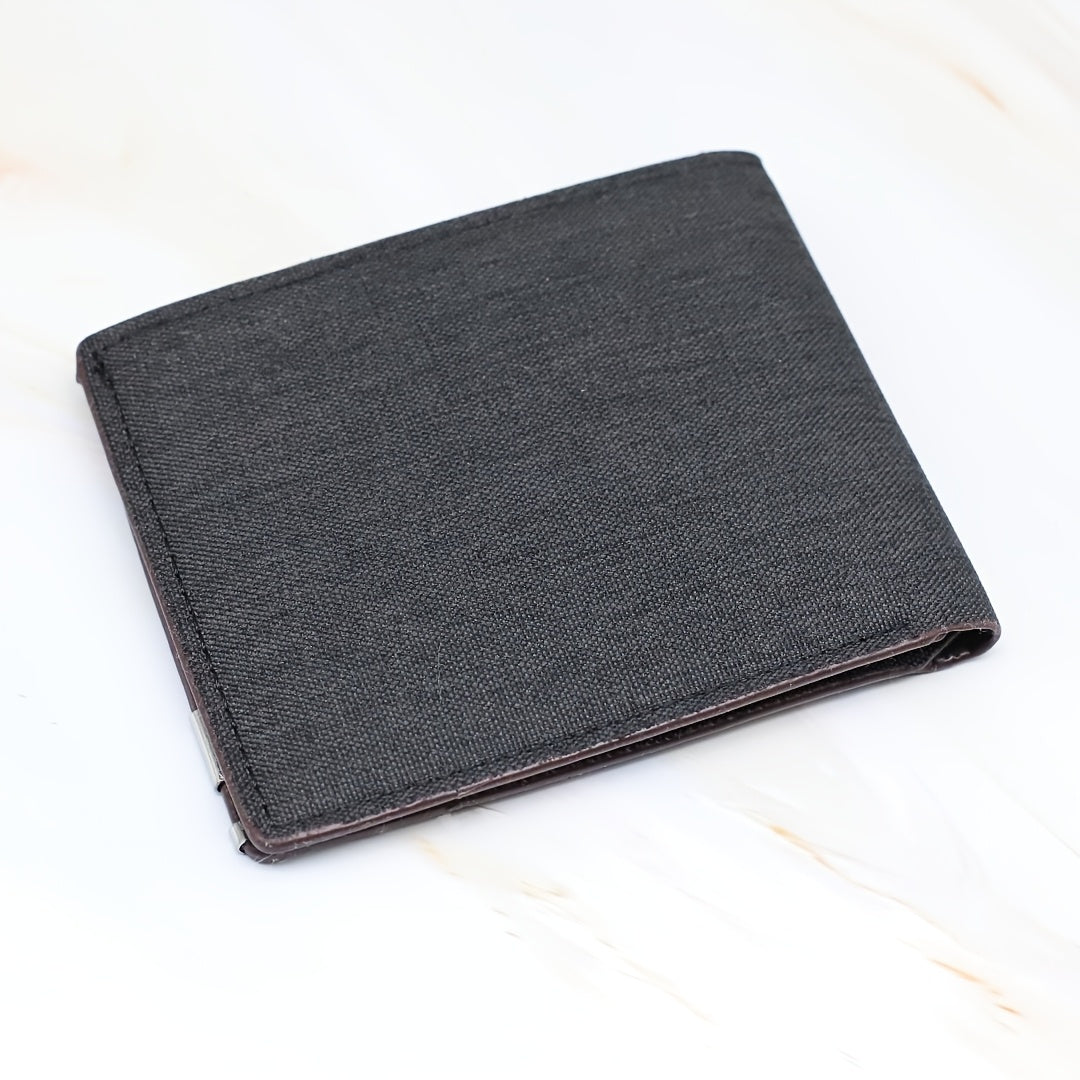 Portefeuille homme extra plat en toile, fenêtre photo, 1 cm