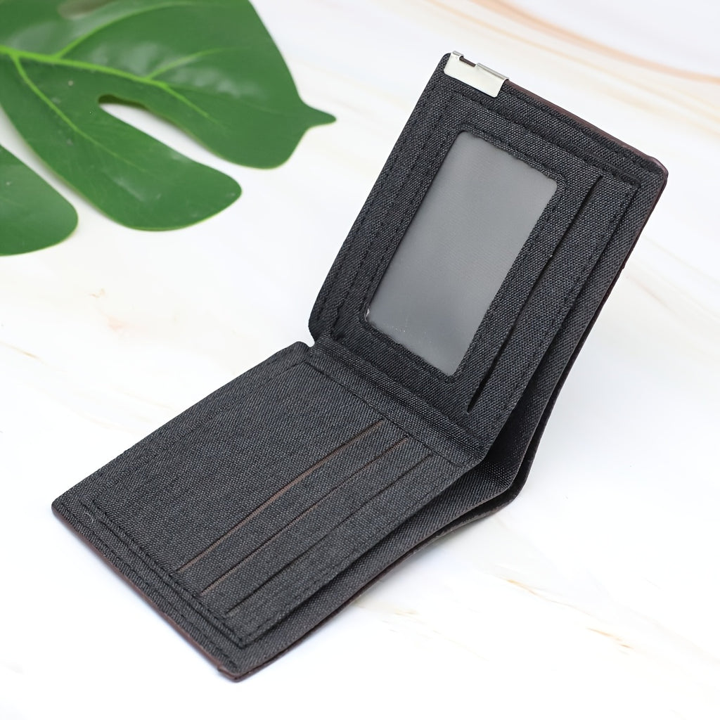 Portefeuille homme extra plat en toile, fenêtre photo, 1 cm