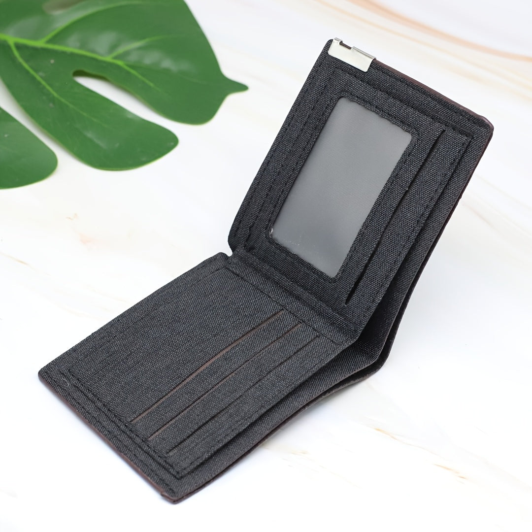 Portefeuille homme extra plat en toile, fenêtre photo, 1 cm