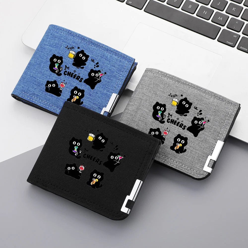 Portefeuille homme en toile motif chat mignon - Compact et ultra-léger — photo 1