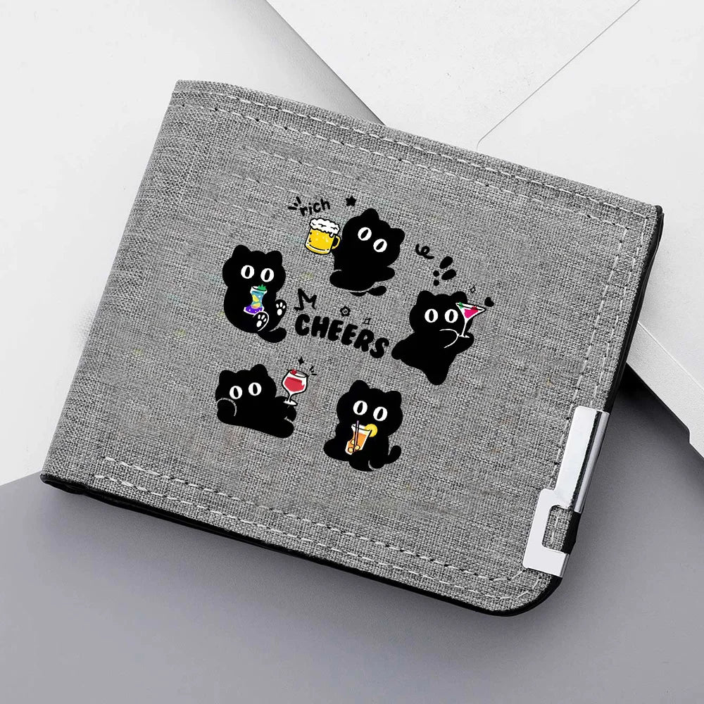 Portefeuille homme en toile motif chat mignon - Compact et ultra-léger — photo 2 Image