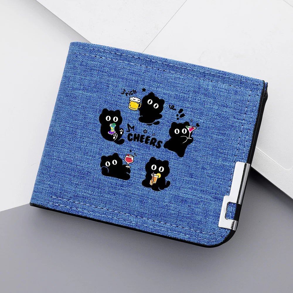 Portefeuille homme en toile motif chat mignon - Compact et ultra-léger — photo 3 Image