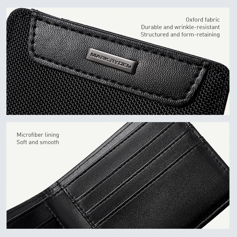 Portefeuille homme toile Oxford, 6 cartes et fenêtre ID