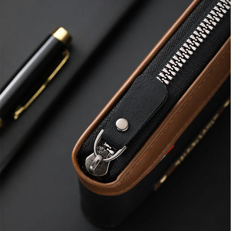 Portefeuille homme compact trifold en polyester bicolore avec porte-cartes et compartiment zippé — photo 4
