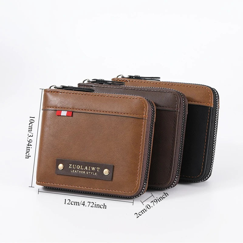 Portefeuille homme compact trifold en polyester bicolore avec porte-cartes et compartiment zippé — photo 5