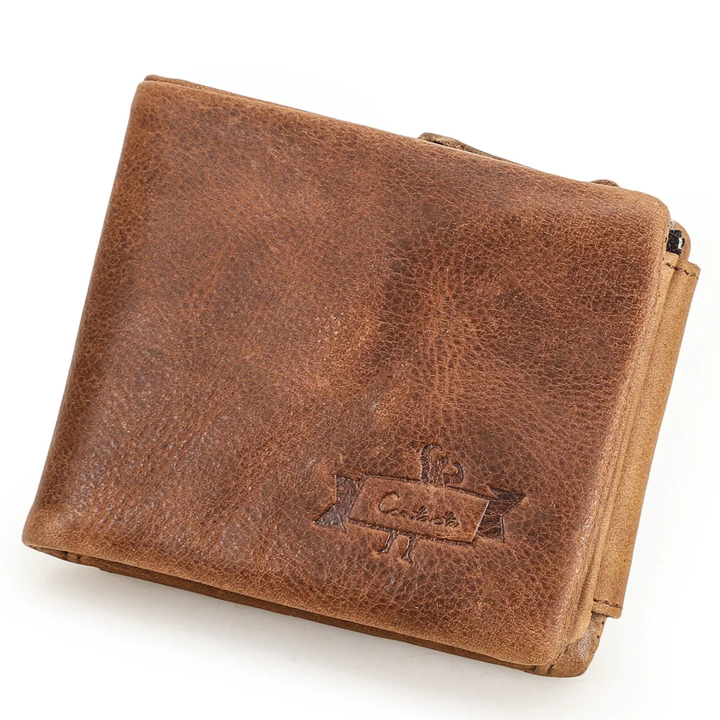 Portefeuille trifold homme en cuir véritable tannage végétal — photo 3