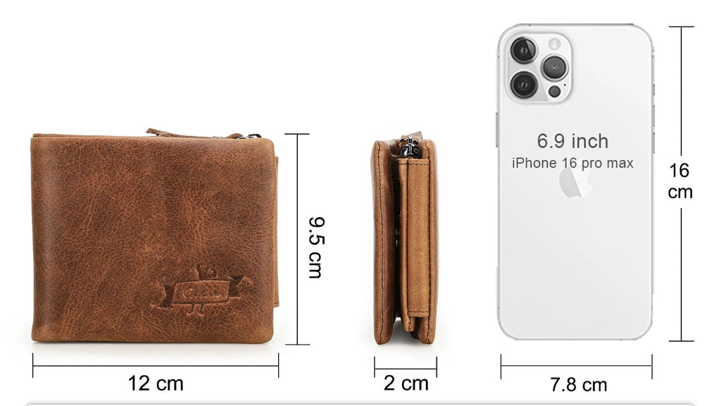 Portefeuille trifold homme en cuir véritable tannage végétal — photo 5