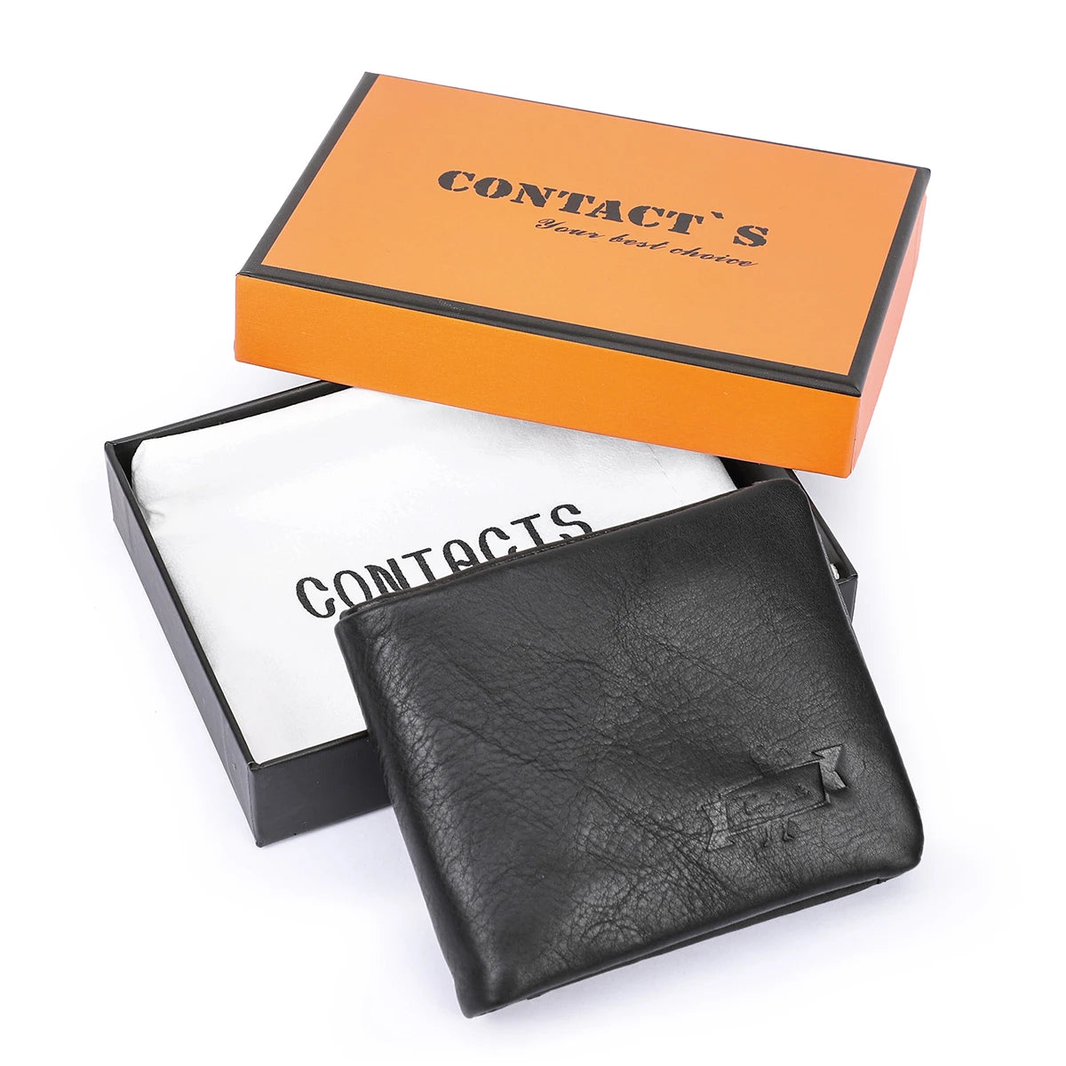 Portefeuille trifold homme en cuir véritable tannage végétal — photo 8