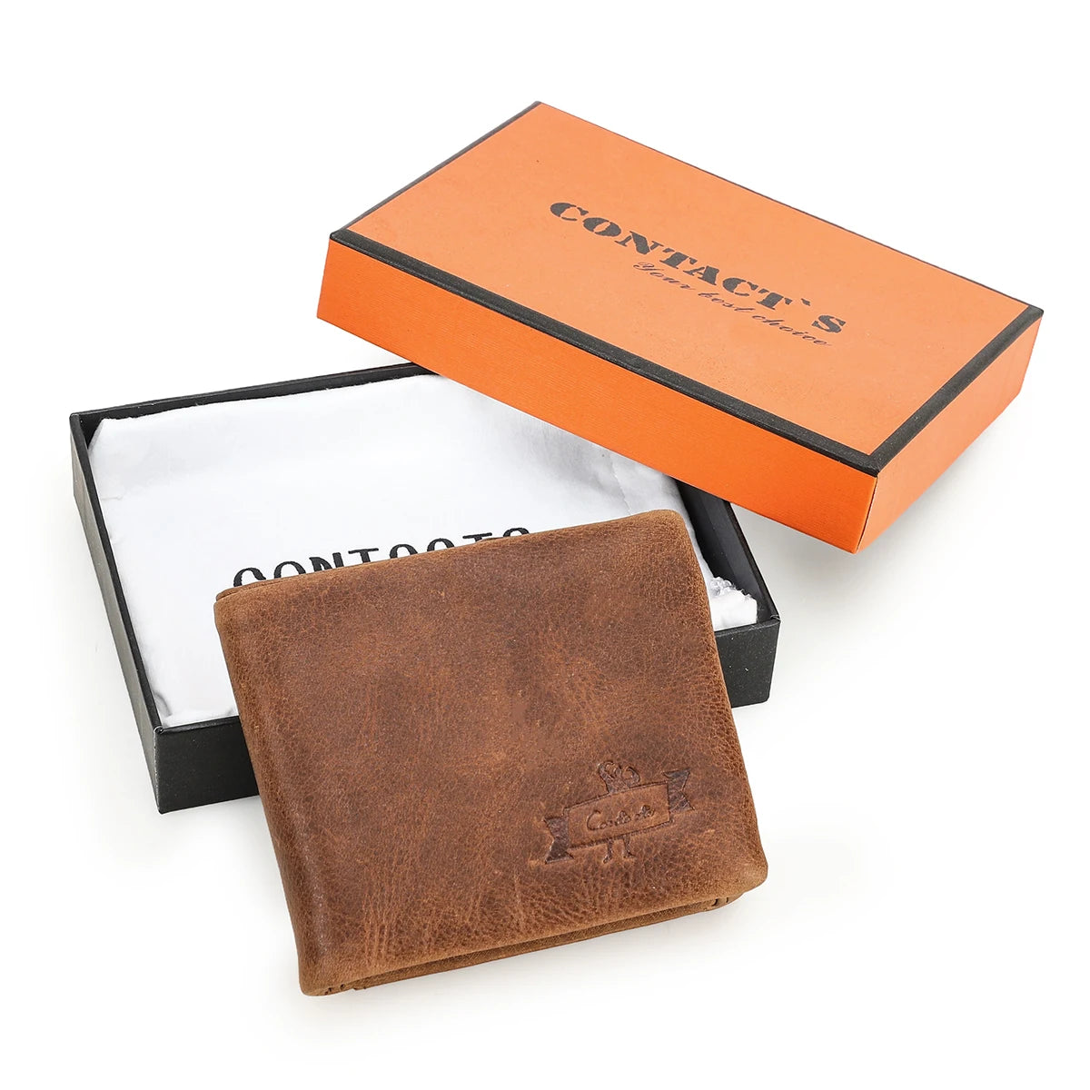 Portefeuille trifold homme en cuir véritable tannage végétal — photo 9 Image
