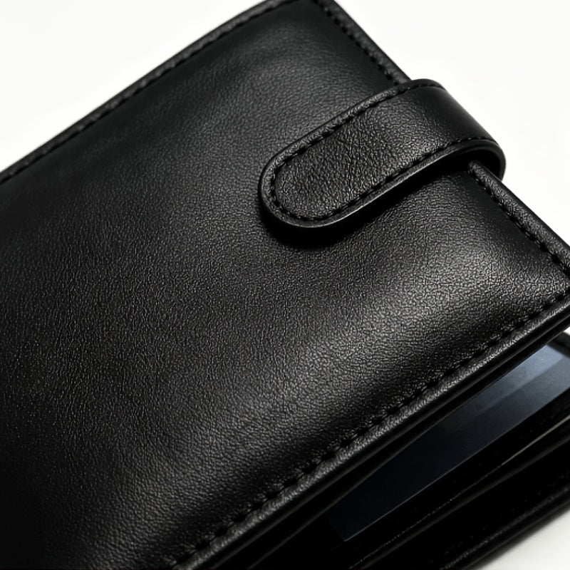 Portefeuille homme 3 volets similicuir, monnaie et fenêtre ID