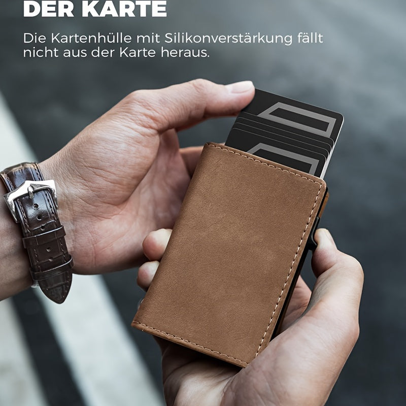 Portefeuille homme trois volets, zip à monnaie, 9,8 x 7,5 cm