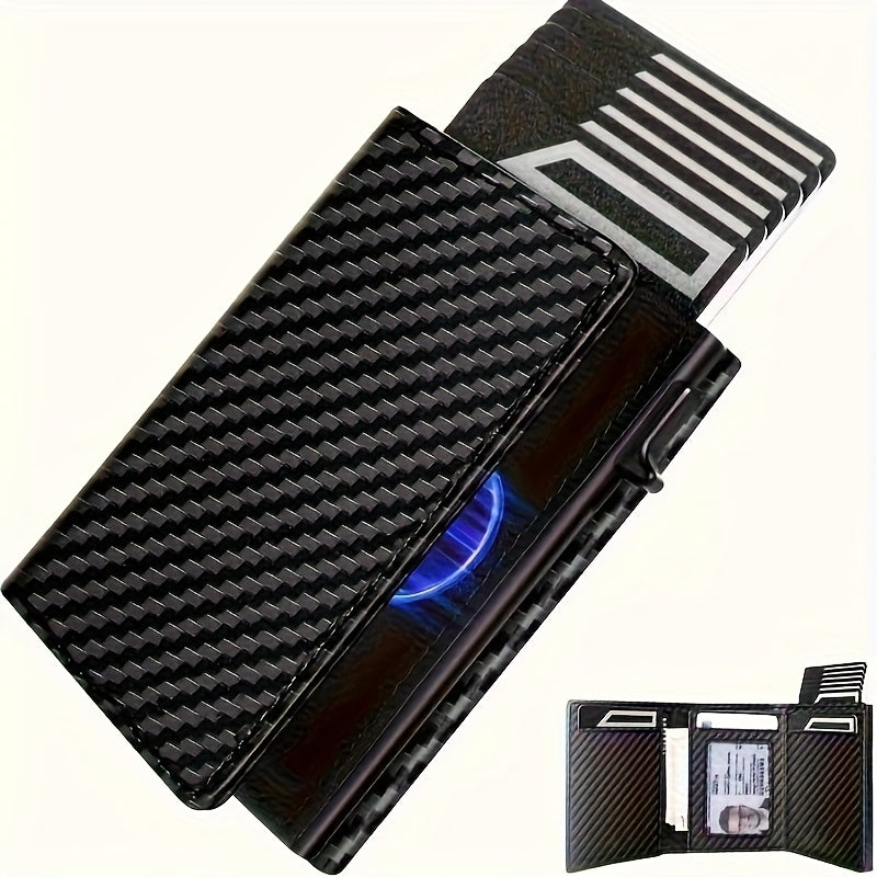 Portefeuille homme trois volets, zip à monnaie, 9,8 x 7,5 cm