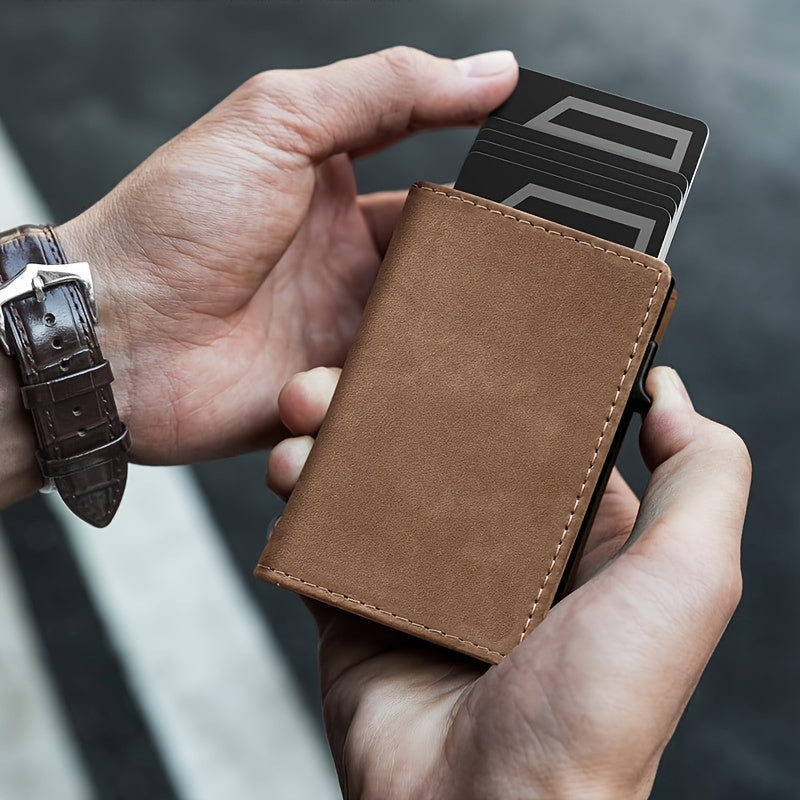 Portefeuille homme trois volets, zip à monnaie, 9,8 x 7,5 cm