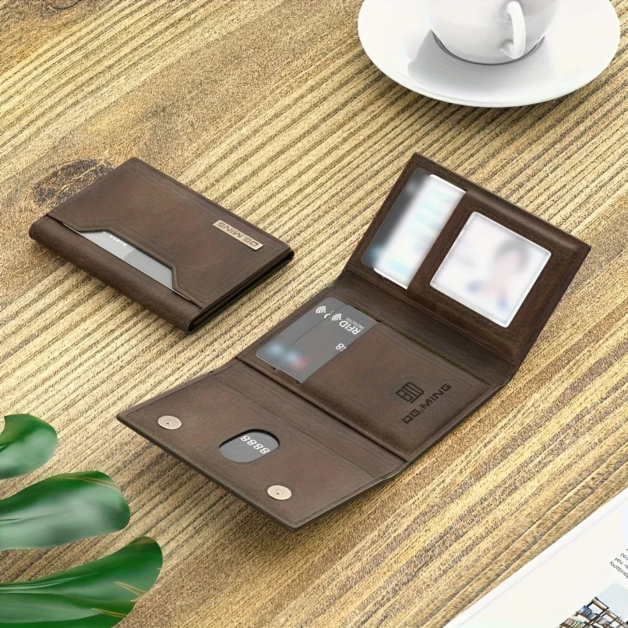 Portefeuille trois volets en cuir rétro avec protection RFID pour homme — photo 1