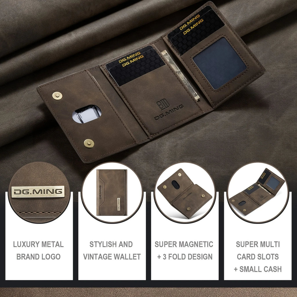 Portefeuille trois volets en cuir rétro avec protection RFID pour homme — photo 2