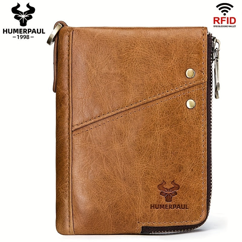 Portefeuille homme vertical, deux zips et douze fentes cartes