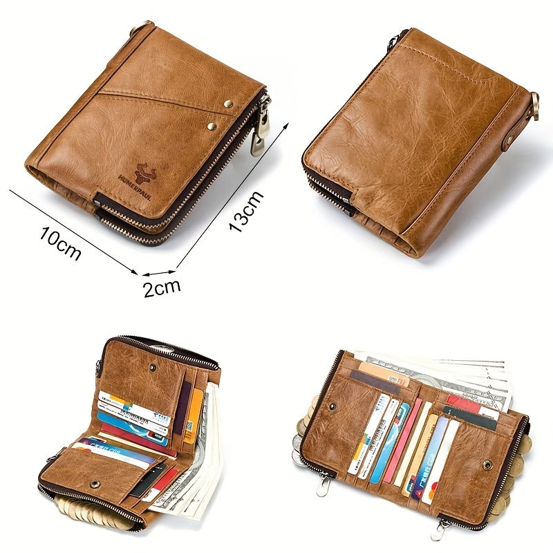 Portefeuille homme vertical, deux zips et douze fentes cartes