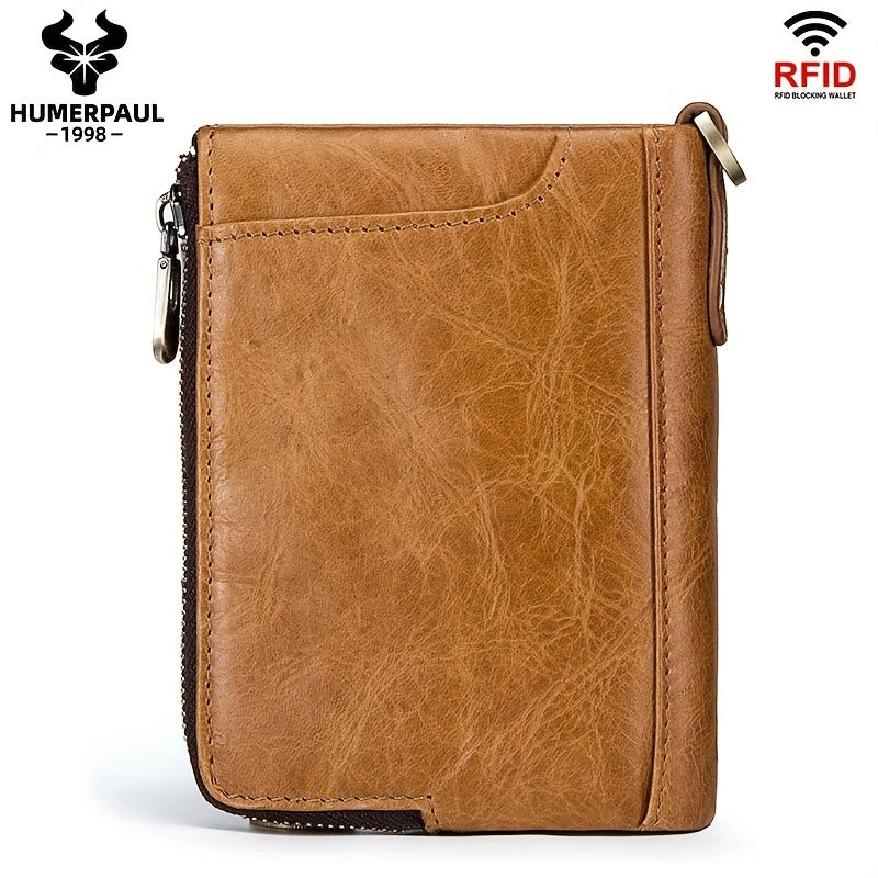 Portefeuille homme vertical, deux zips et douze fentes cartes