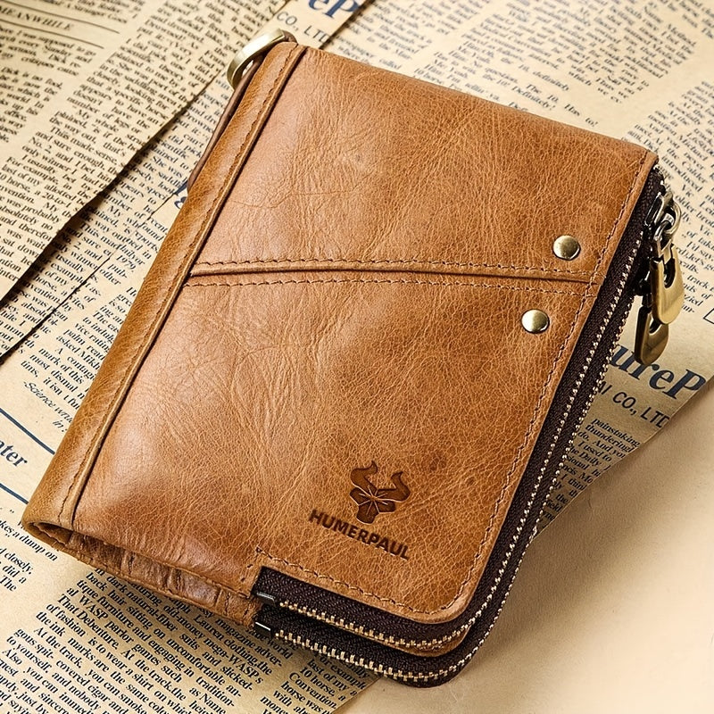 Portefeuille homme vertical, deux zips et douze fentes cartes