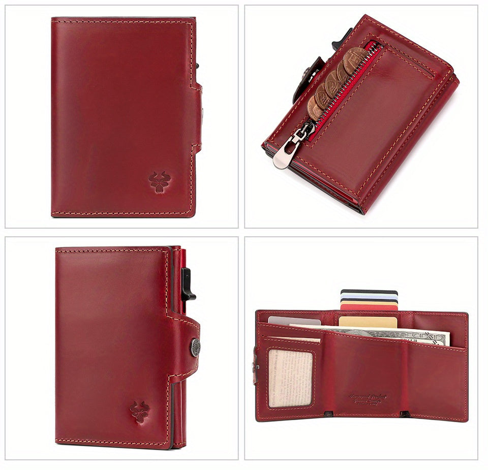 Portefeuille homme cuir Crazy Horse, chargeur métal, 142 g