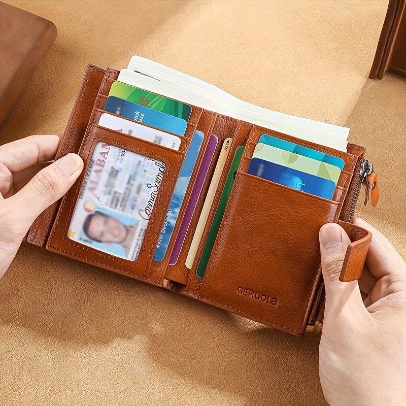 Portefeuille homme vertical 17 fentes cartes et porte-cartes ID