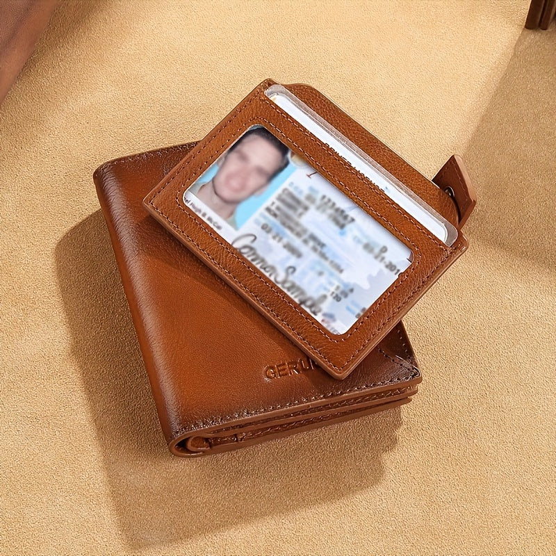 Portefeuille homme vertical 17 fentes cartes et porte-cartes ID