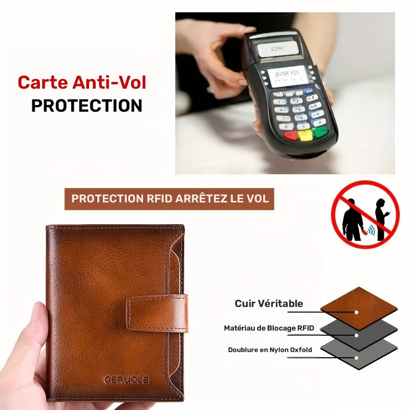 Portefeuille homme vertical 17 fentes cartes et porte-cartes ID