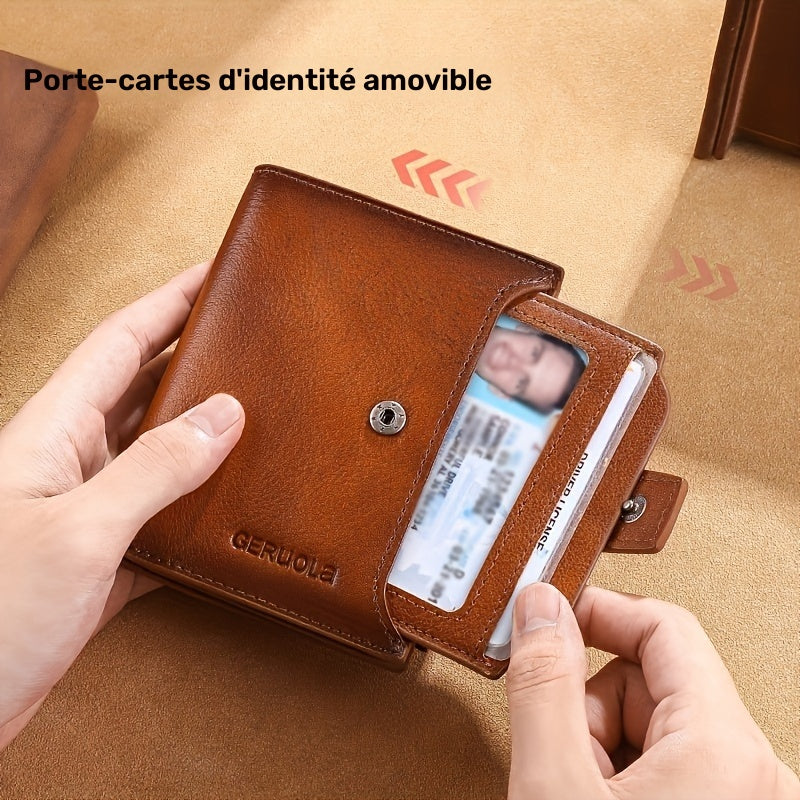 Portefeuille homme vertical 17 fentes cartes et porte-cartes ID