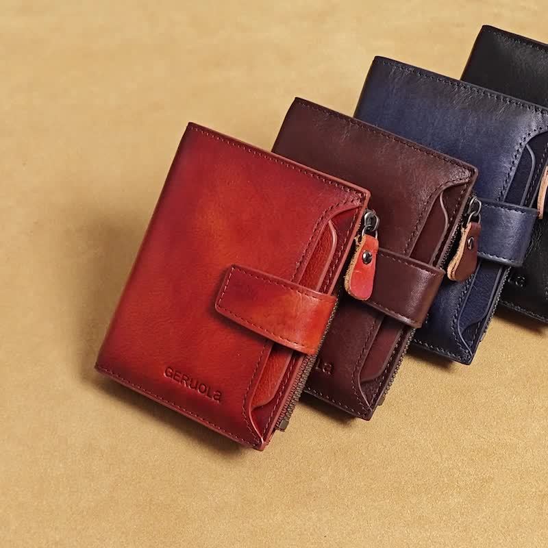 Portefeuille homme vertical 17 fentes cartes et porte-cartes ID