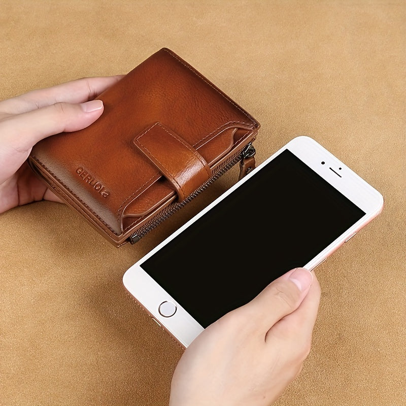 Portefeuille homme vertical 17 fentes cartes et porte-cartes ID