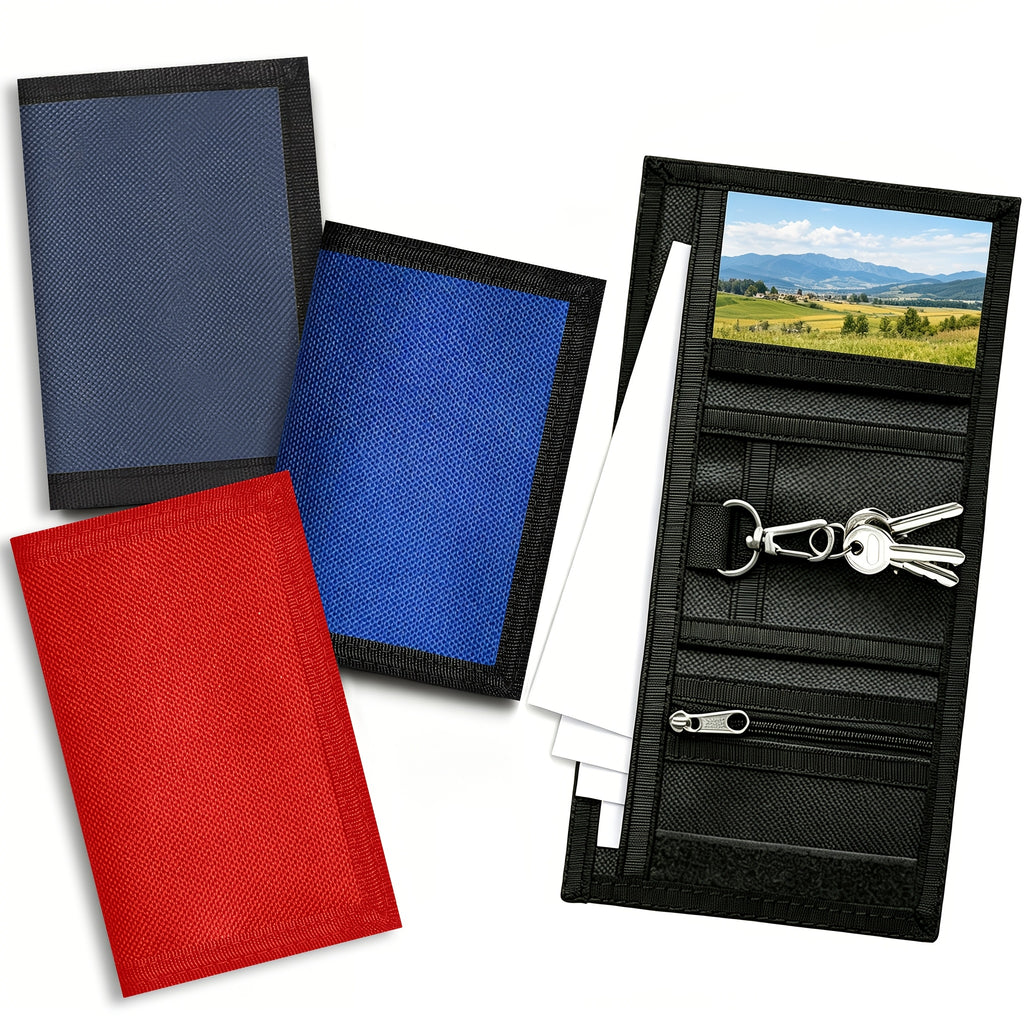 Portefeuille homme vertical 3 volets, porte-clés et fenêtre