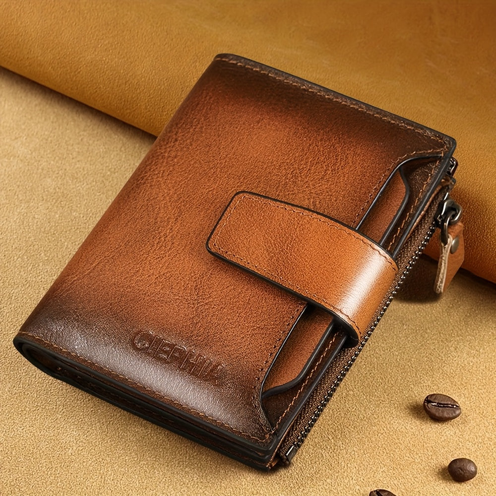 Portefeuille homme vertical cuir vachette, fenêtres amovibles