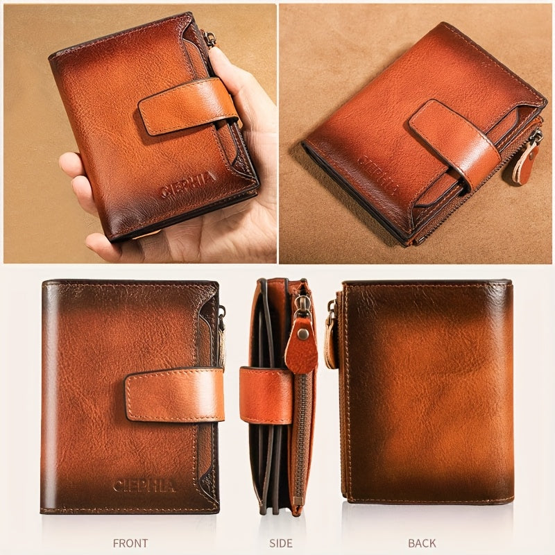 Portefeuille homme vertical cuir vachette, fenêtres amovibles