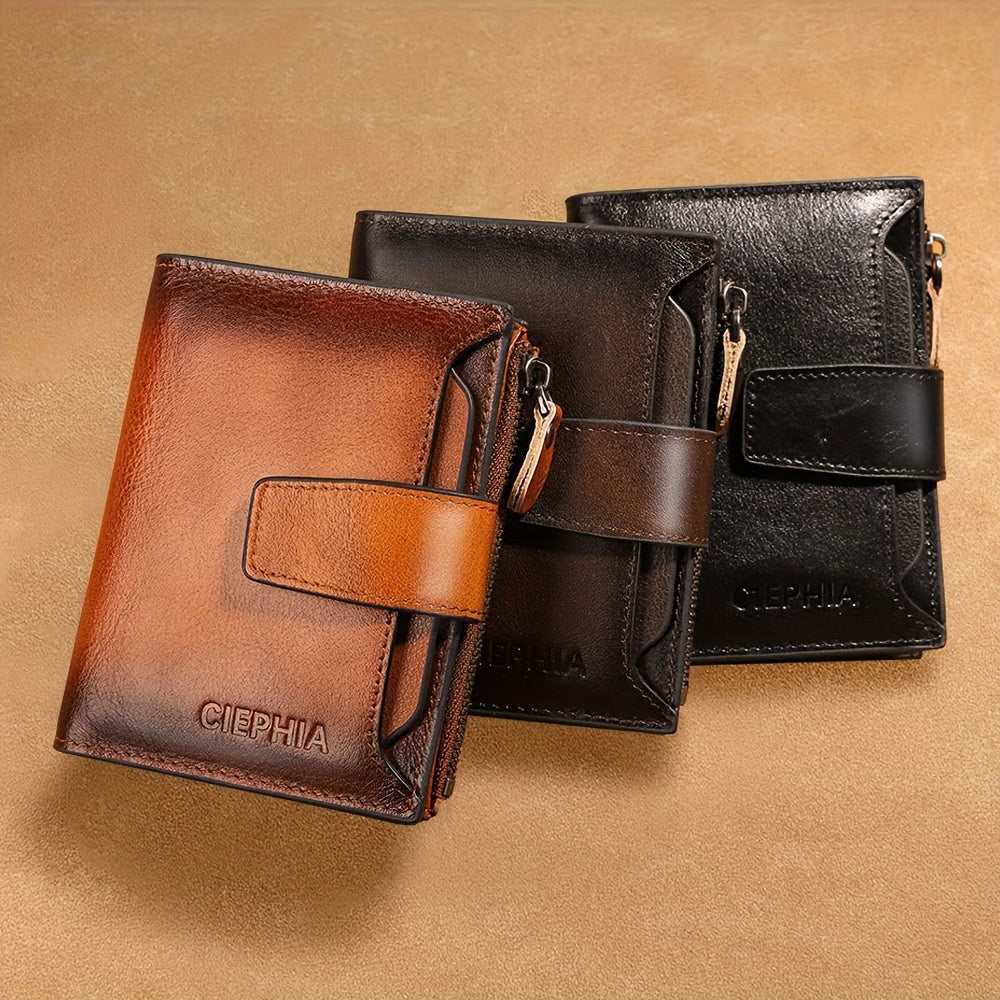 Portefeuille homme vertical cuir vachette, fenêtres amovibles