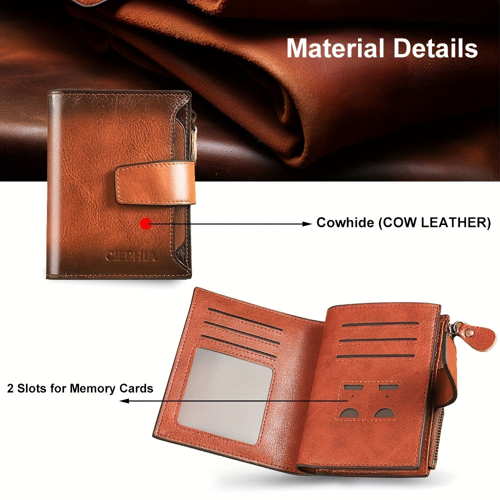 Portefeuille homme vertical cuir vachette, fenêtres amovibles