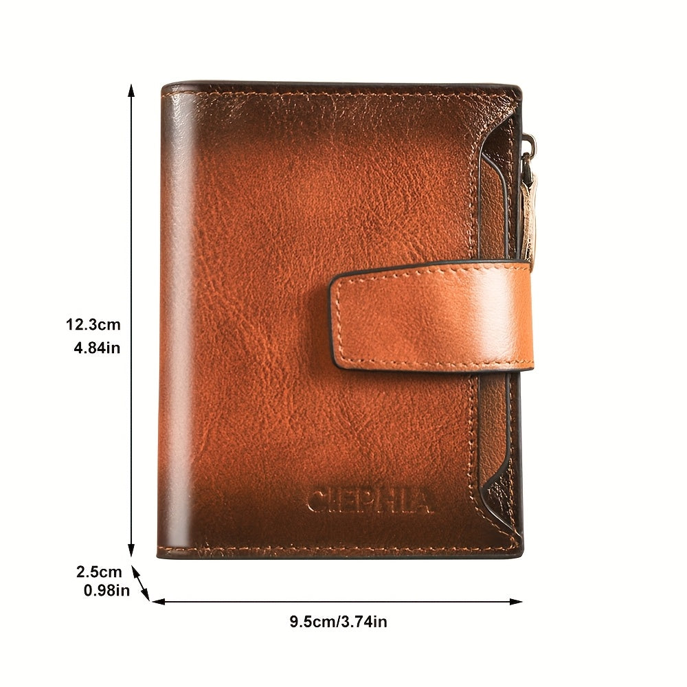 Portefeuille homme vertical cuir vachette, fenêtres amovibles