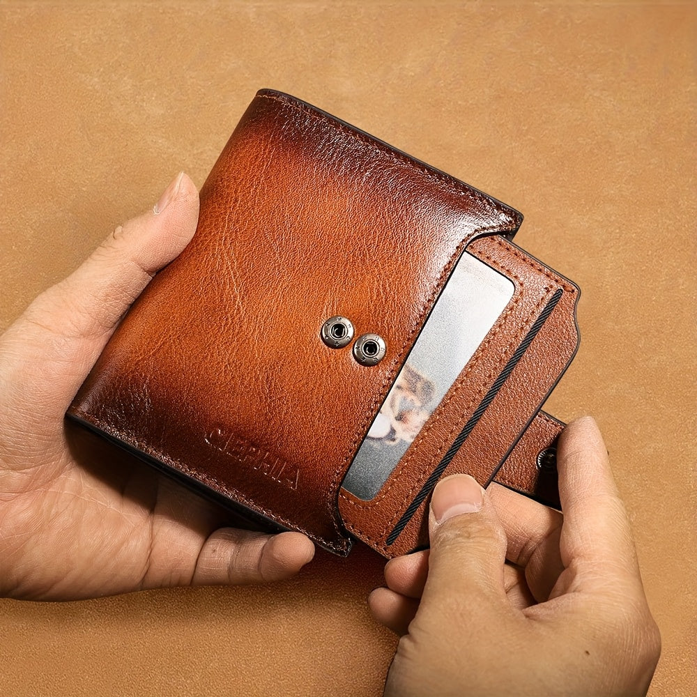 Portefeuille homme vertical cuir vachette, fenêtres amovibles