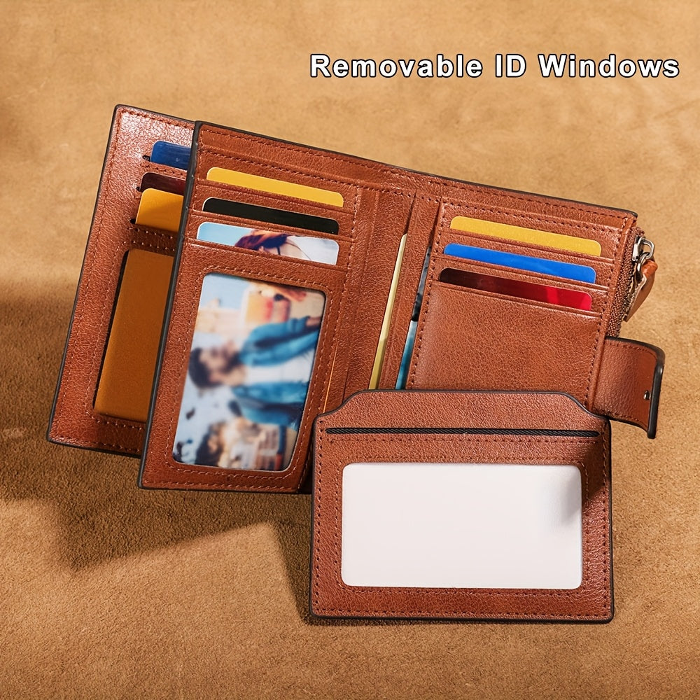 Portefeuille homme vertical cuir vachette, fenêtres amovibles