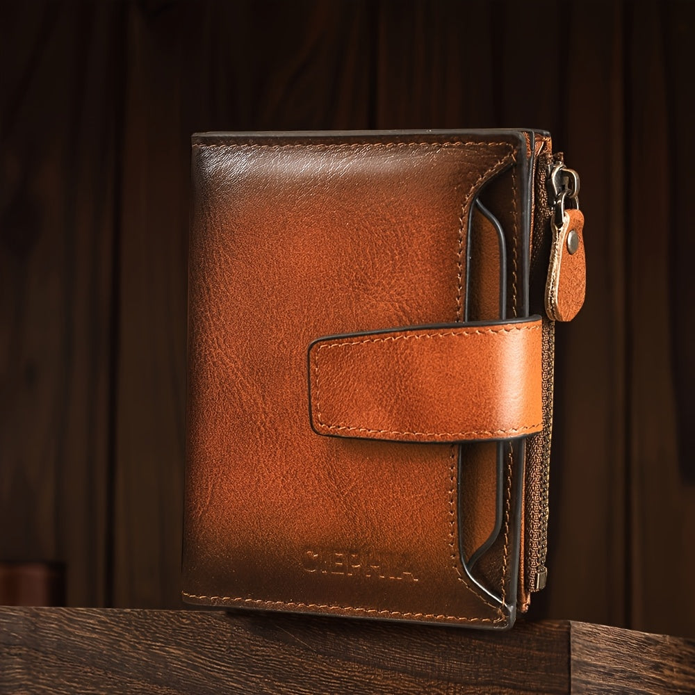 Portefeuille homme vertical cuir vachette, fenêtres amovibles