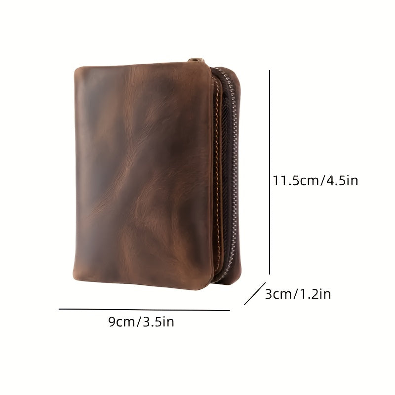 Portefeuille homme vertical Crazy Horse et bourse détachable