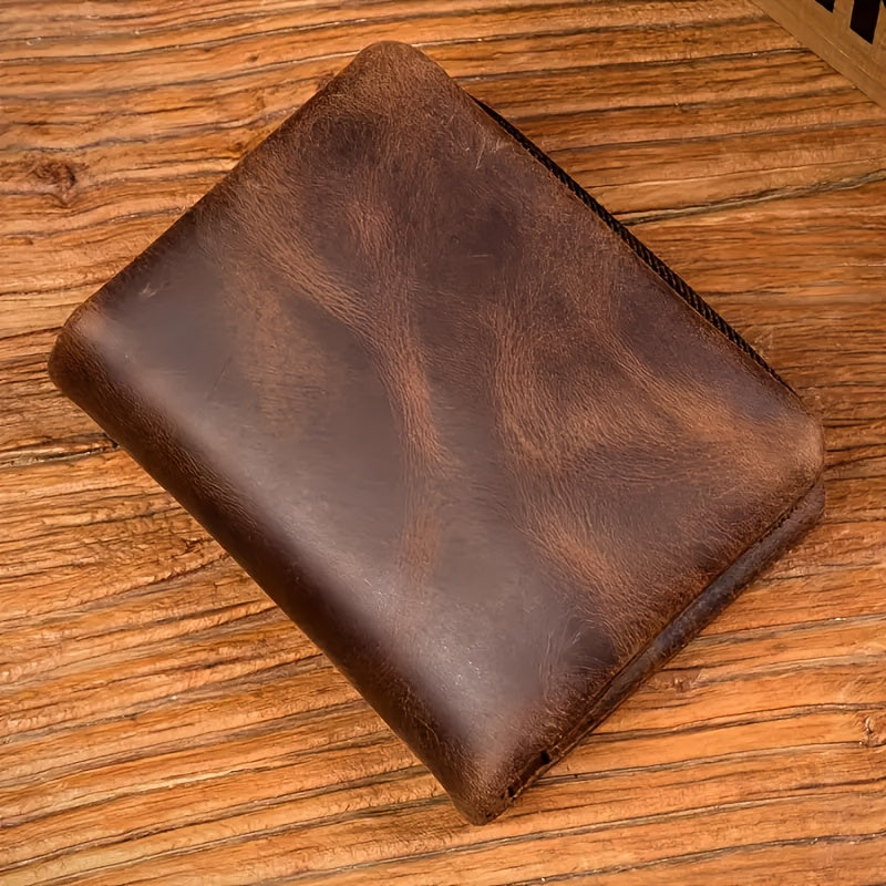 Portefeuille homme vertical Crazy Horse et bourse détachable