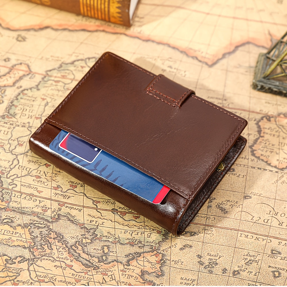 Portefeuille homme vertical en cuir, 11 cartes et 3 photos