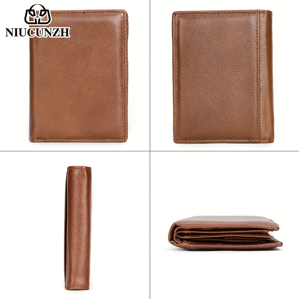 Portefeuille homme vertical à double fenêtre photo, cuir