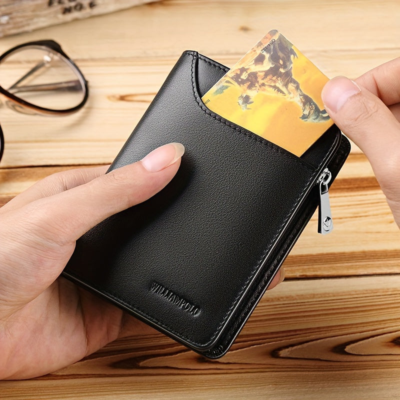 Portefeuille homme vertical cuir, poche à carte extérieure