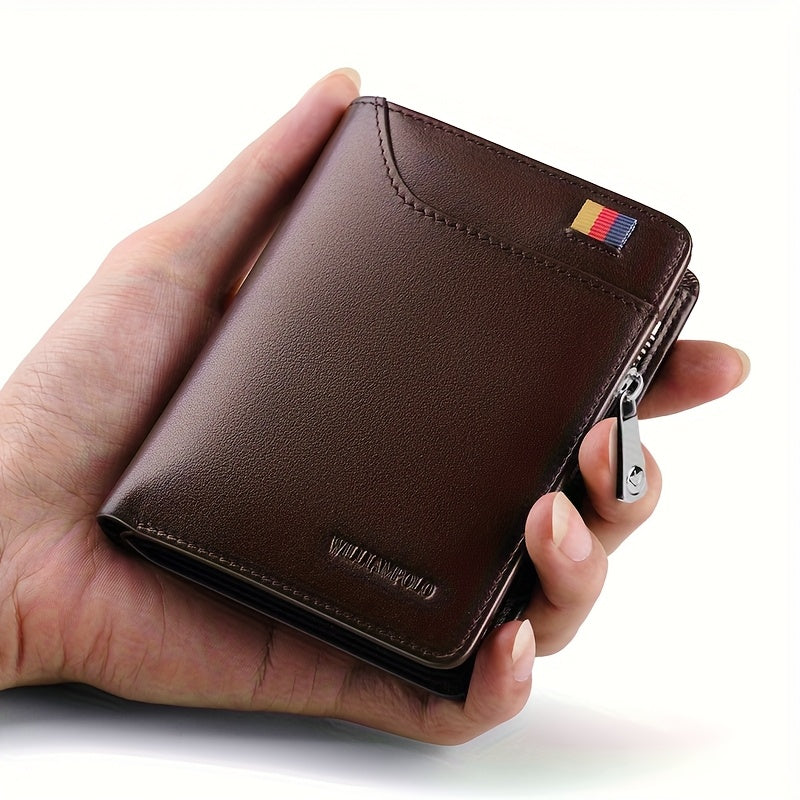 Portefeuille homme vertical cuir, poche à carte extérieure
