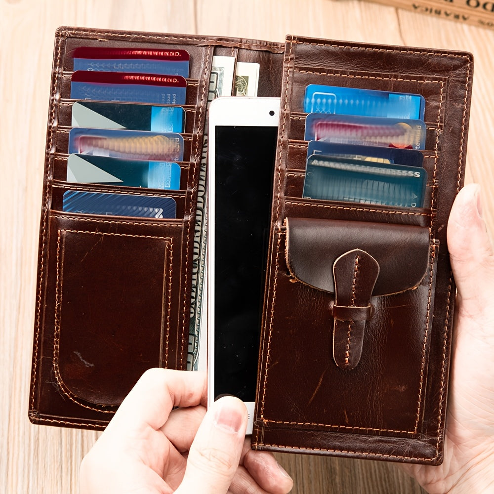 Portefeuille homme vertical en cuir véritable, neuf cartes