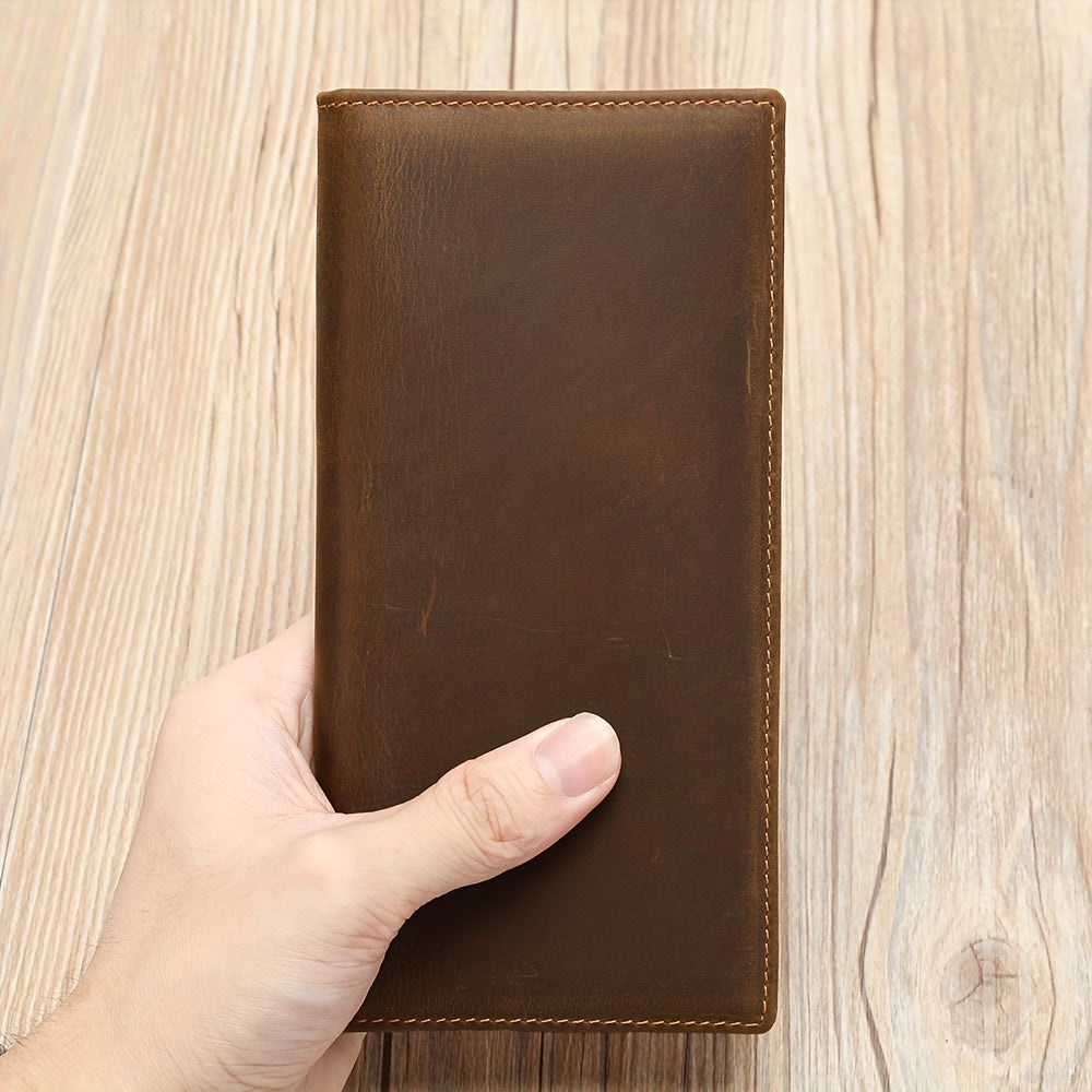 Portefeuille homme vertical en cuir véritable, neuf cartes